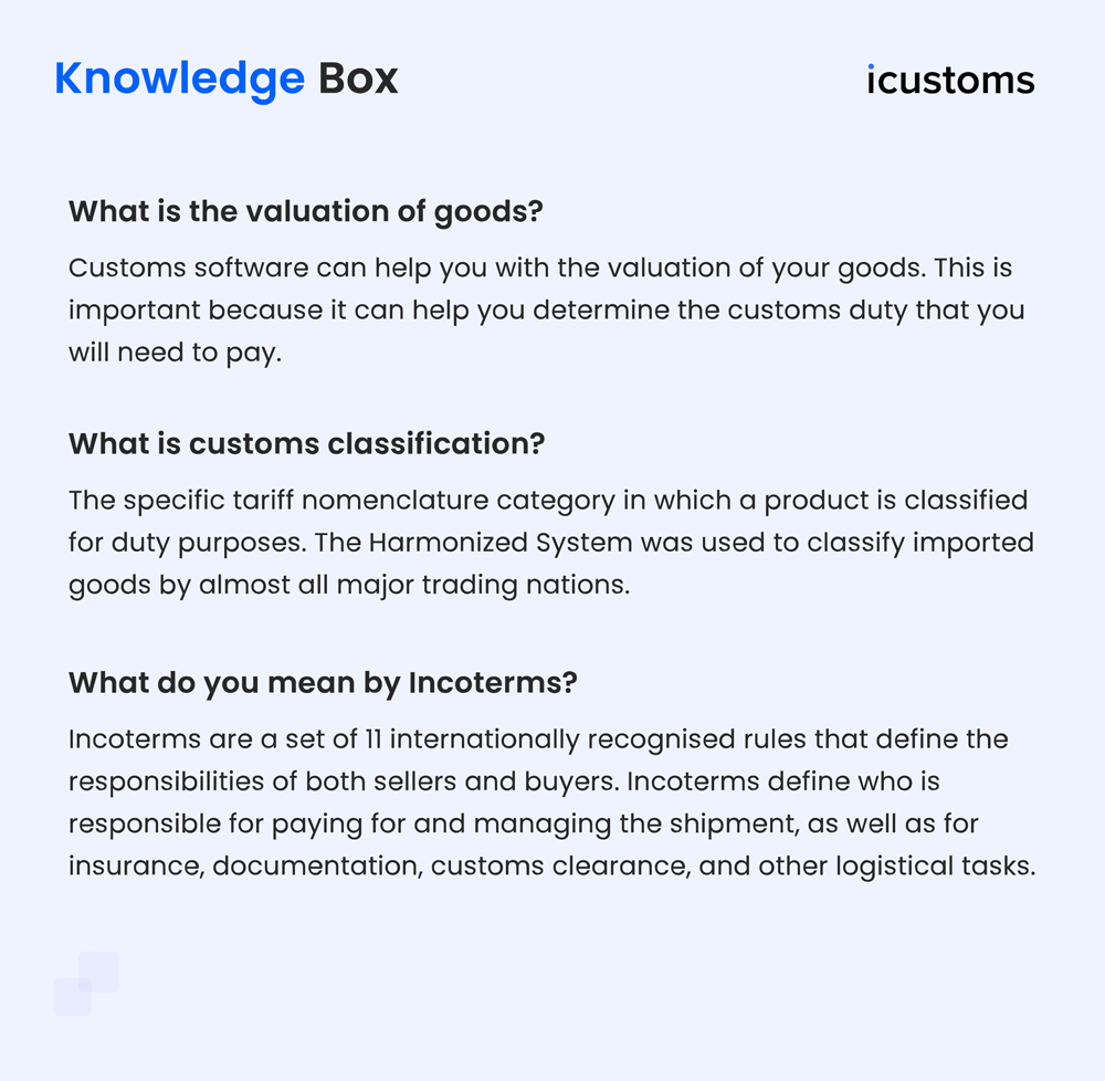 Knowledge box of customs software