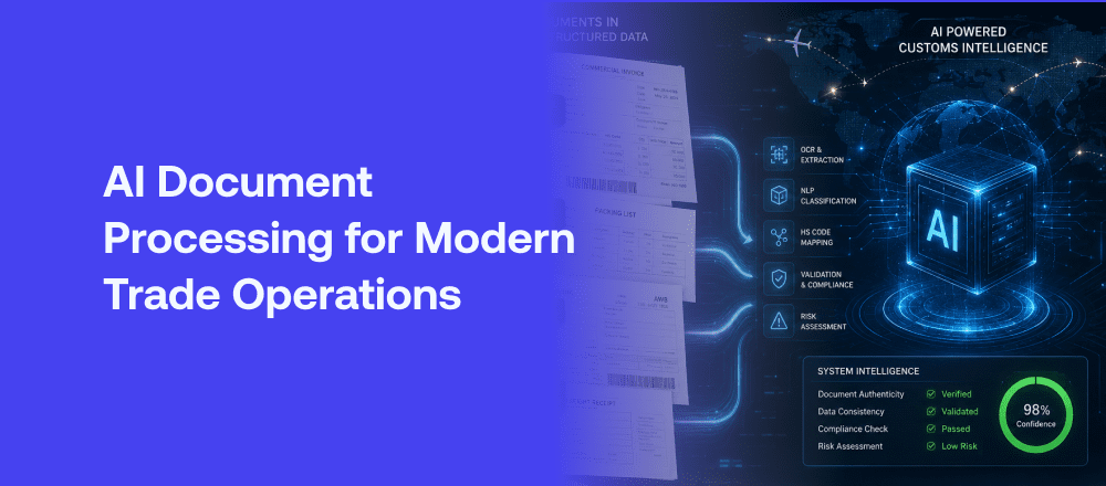 AI document processing platform automating invoices, waybills, and packing lists for customs operations