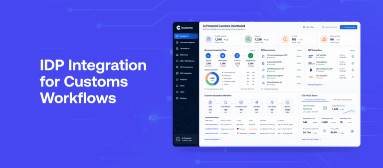 IDP software integration for customs declaration
